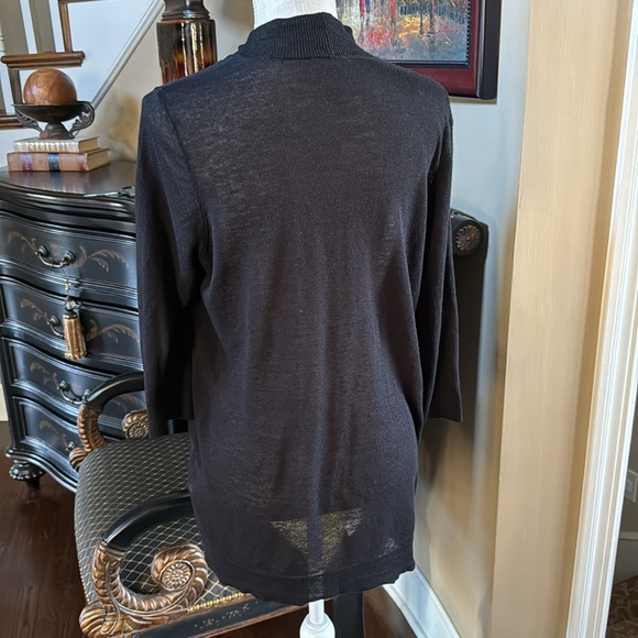 CHICO’S BLACK 3/4 SLEEVED LIGHTWEIGHT OPEN SWEATER ~ SIZE LARGE - Picture 4 of 12